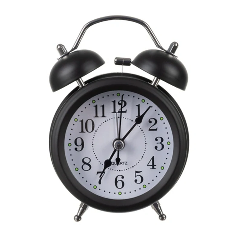 Kovový retro budík 12,5cm s podsvícením 25473 - černý