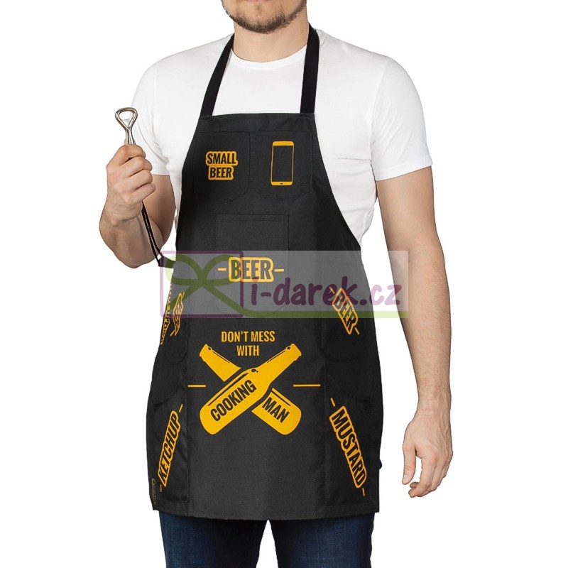 Kuchařská zástěra 7 kapes černá - MAN COOKING