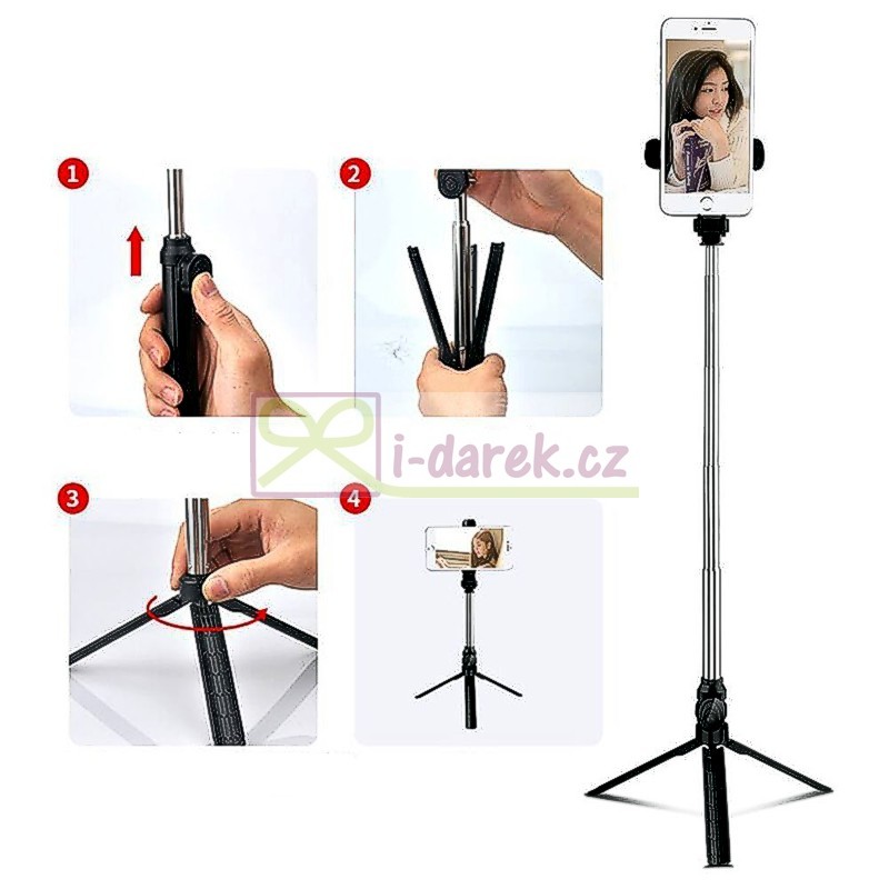 Selfie tyč se stativem 72cm s Bluetooth ovládáním