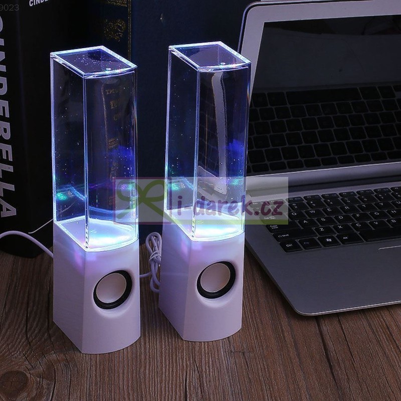 Reproduktory s LED podsvícenou fontánou USB - bílé