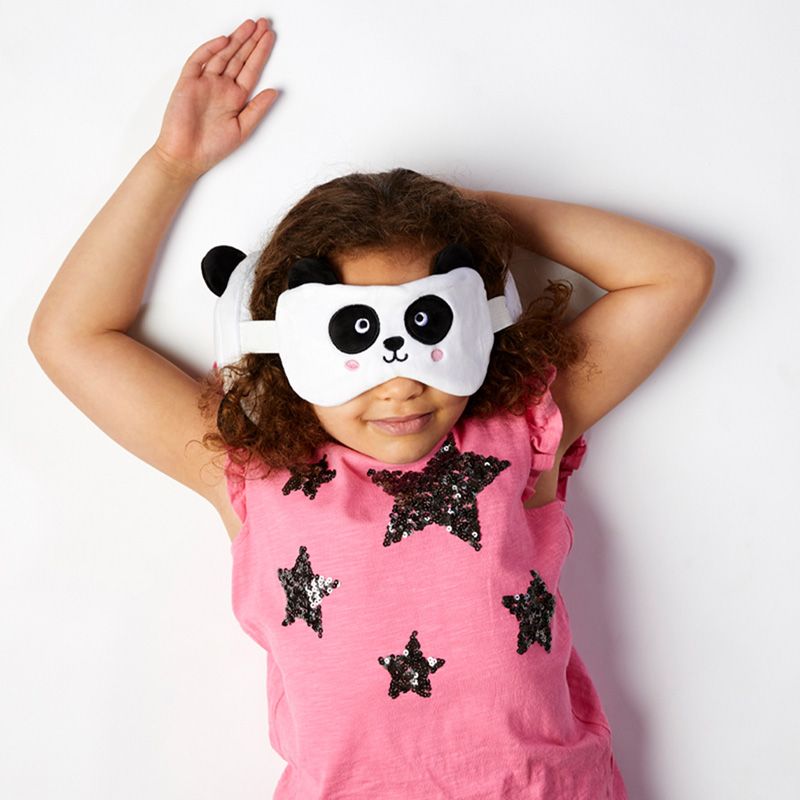 Dětský plyšový cestovní polštářek s maskou na oči – Panda
