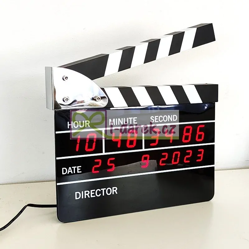 Digitální stolní hodiny – Filmová klapka