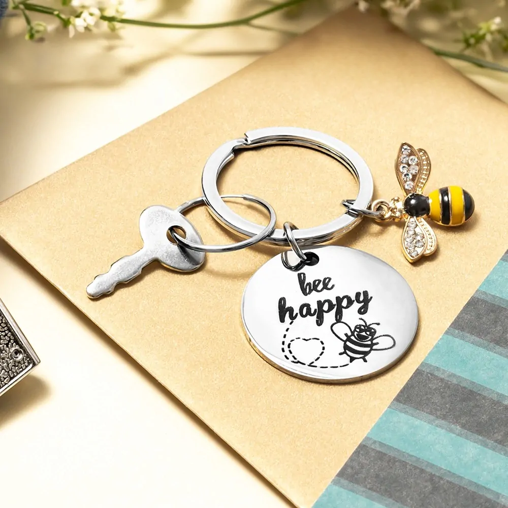 Přívěsek na klíče pro včelaře BEE HAPPY – Veselá včela