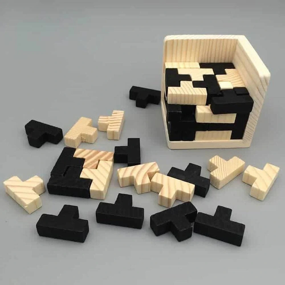 Dřevěný hlavolam 7x7x7cm – Kostka DELUXE
