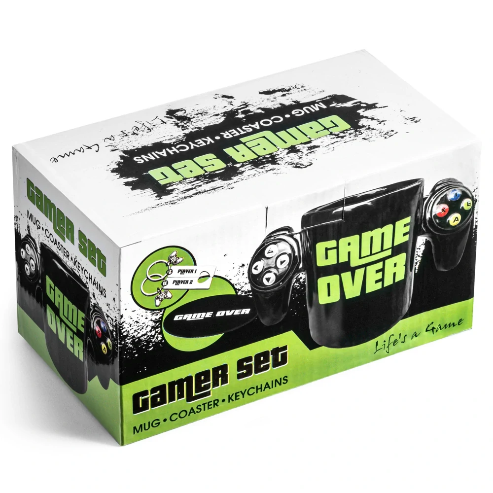 Originální sada pro hráče GAME OVER - Hrnek Gamepad, podtácek a 2 klíčenky