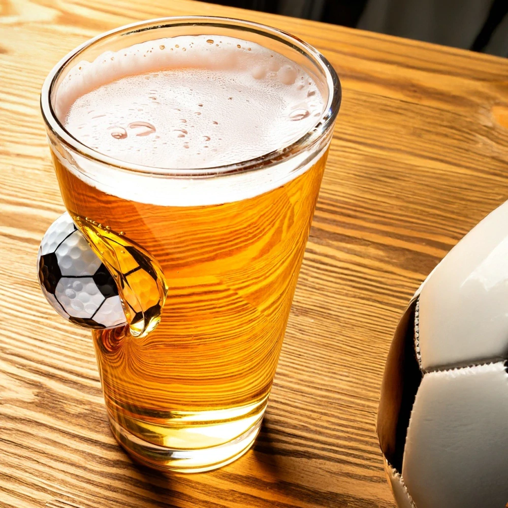 Sklenice pro fotbalistu 450ml - Fotbalový míč vsazený ve skle