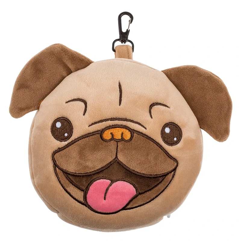 Dětský plyšový cestovní polštářek s maskou na oči – pejsek mops