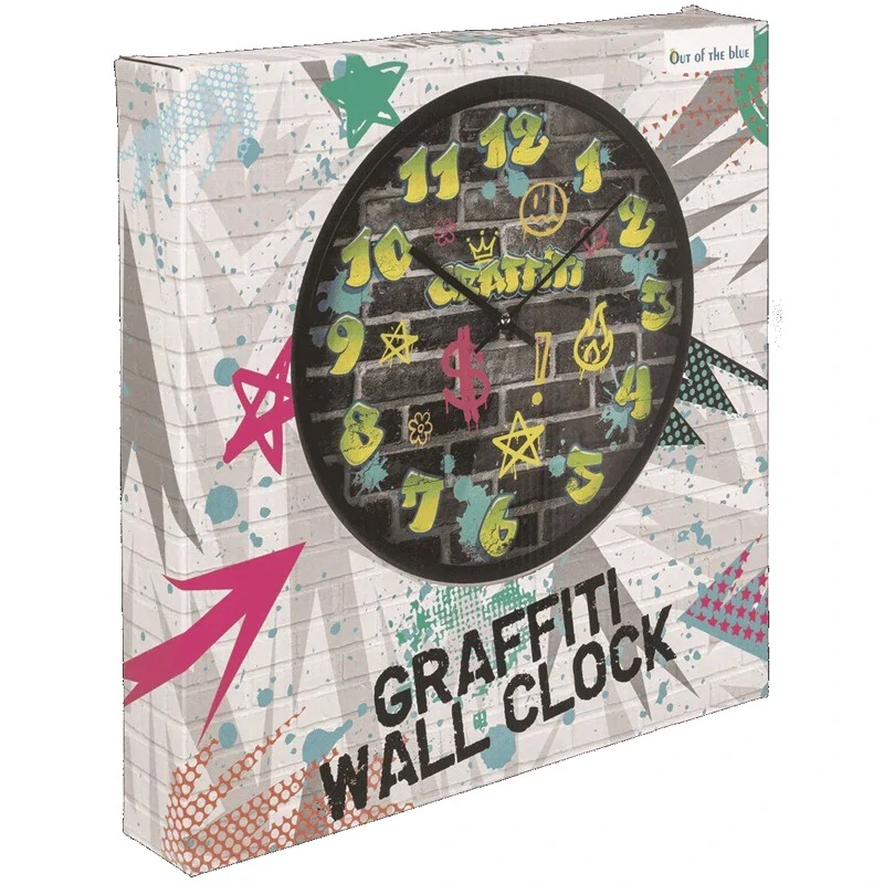 Nástěnné hodiny Graffiti 30 cm – barevný street art design