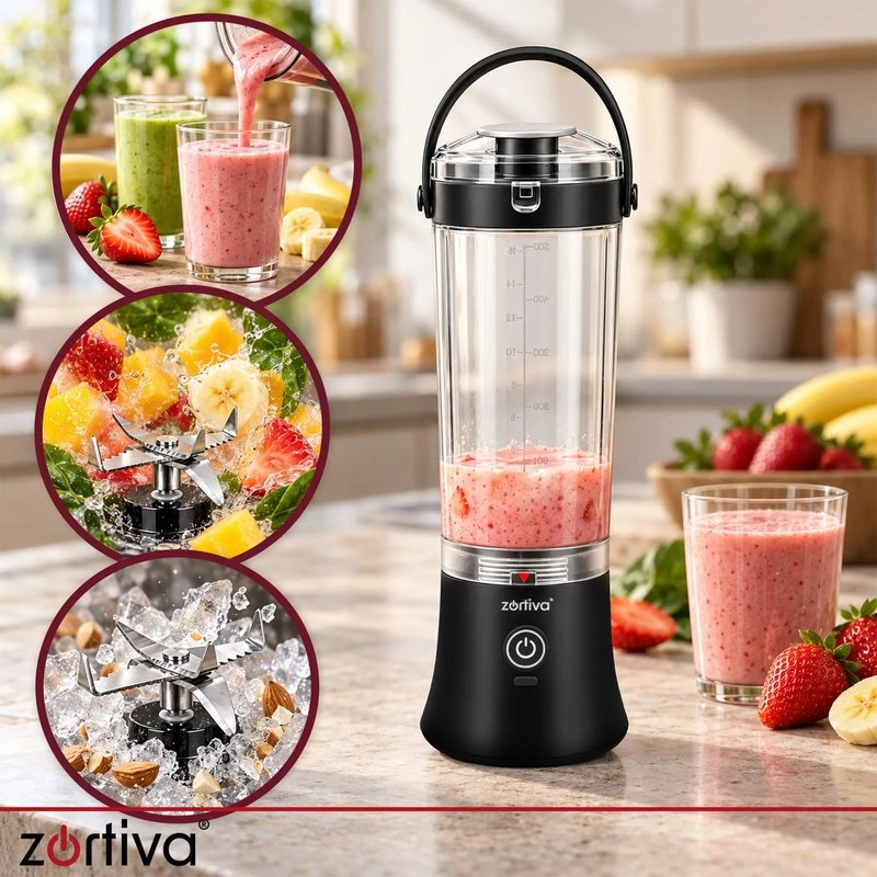 Přenosný mixér Zortiva ShakeWave 600 ml – USB-C, drtí led