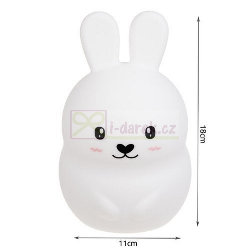 Dětská dobíjecí RGB lampička s ovladačem 18cm - BÍLÝ KRÁLÍČEK