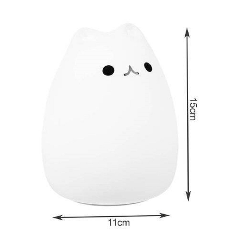 Dětská dobíjecí RGB lampička s ovladačem 15cm – BÍLÁ KOČKA