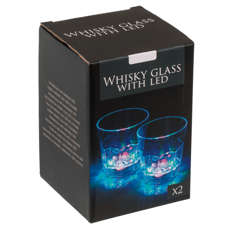 Set 2ks akrylové skleničky na whisky s LED barevným podsvícením 