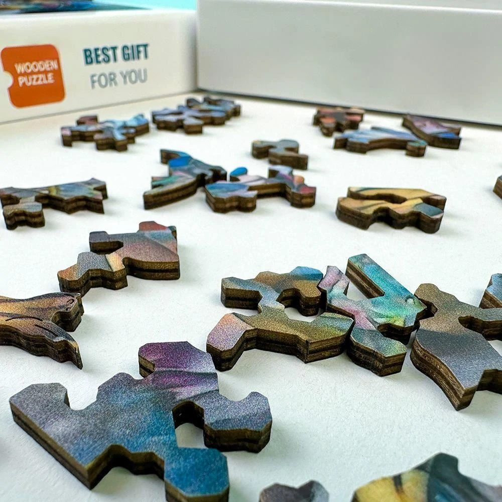 Dřevěné puzzle 138 dílků 21x21cm– Modrooká kočka