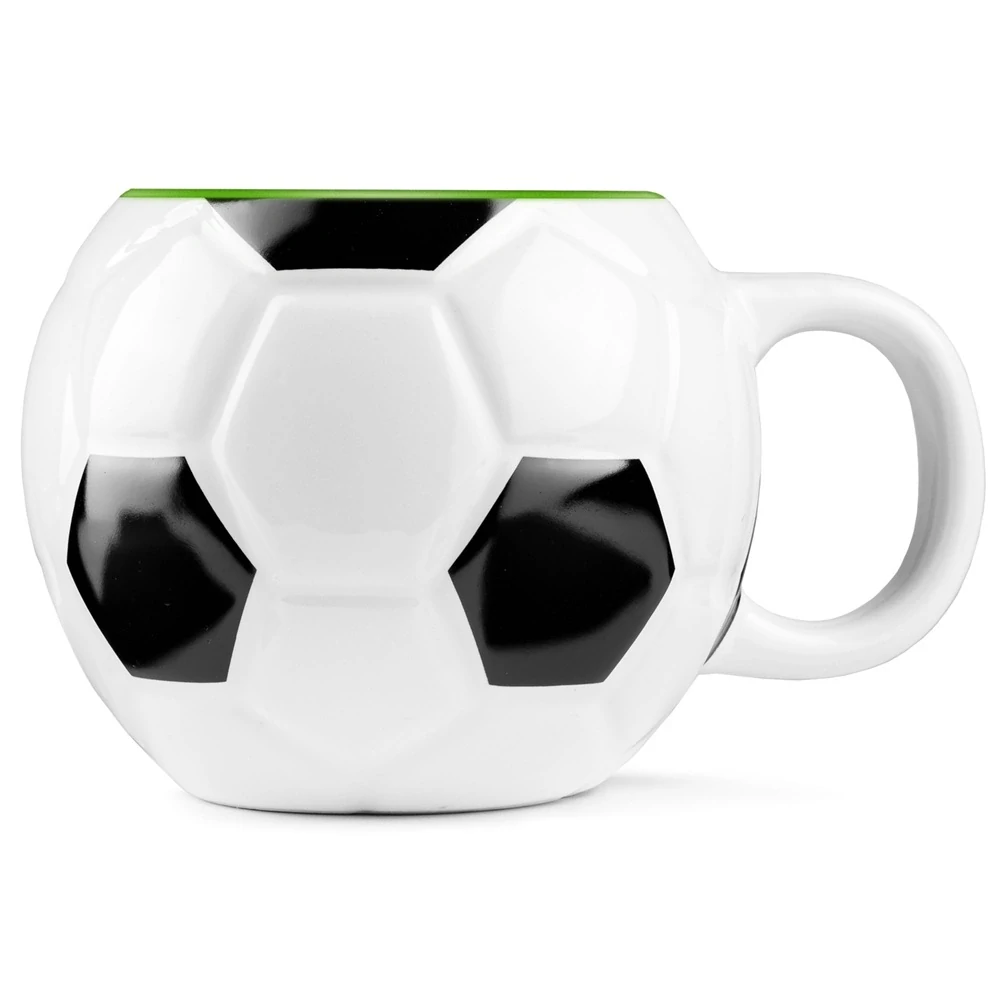 Hrnek pro fotbalistu v krabičce - Fotbalový míč, zelený vnitřek