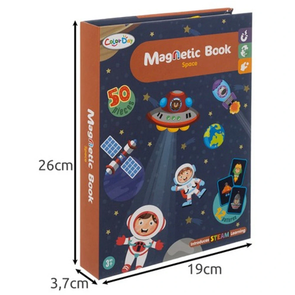 Magnetická tabulka a puzzle s tématem vesmíru v knížce - 24731