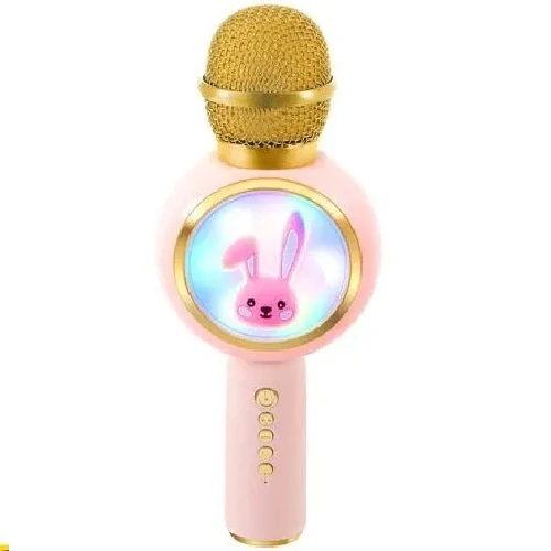Bezdrátový karaoke mikrofon pro děti s reproduktorem – růžový, Bluetooth