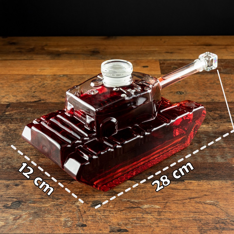 Dárková láhev 1 litr na alkohol - Skleněná karafa Tank