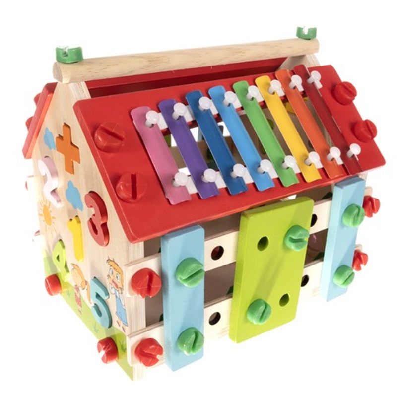 Dřevěný vzdělávací polyfunkční domek pro děti - 22564