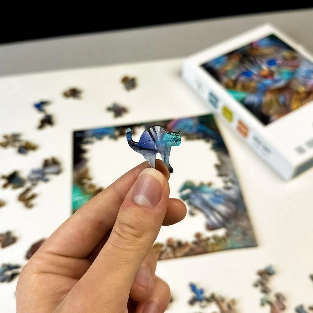 Dřevěné puzzle 138 dílků 21x21cm– Modrooká kočka