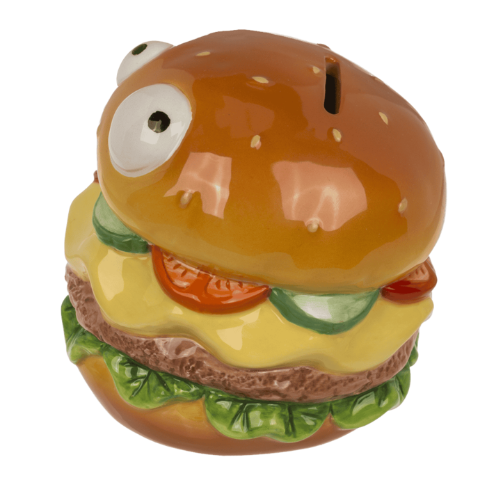 Pokladnička s očima - Hamburger kasička ve fastfood krabičce