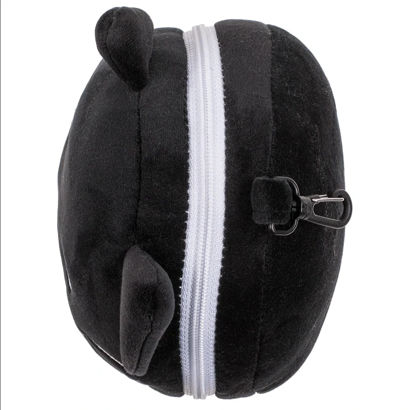 Dětský plyšový cestovní polštářek s maskou na oči – černá kočka