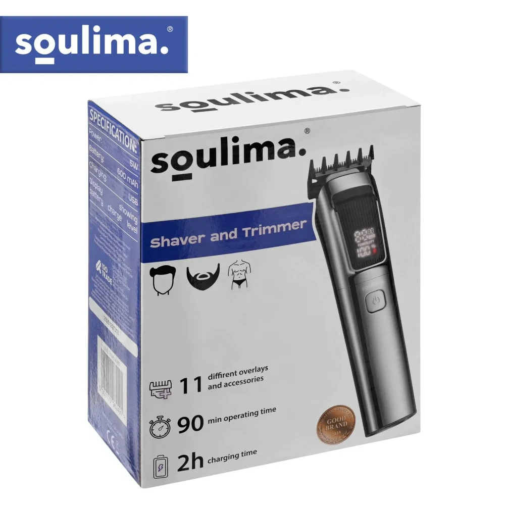 Zastřihovač vlasů a vousů Soulima 8v1 27313 – bezdrátový, USB-C, IPX6