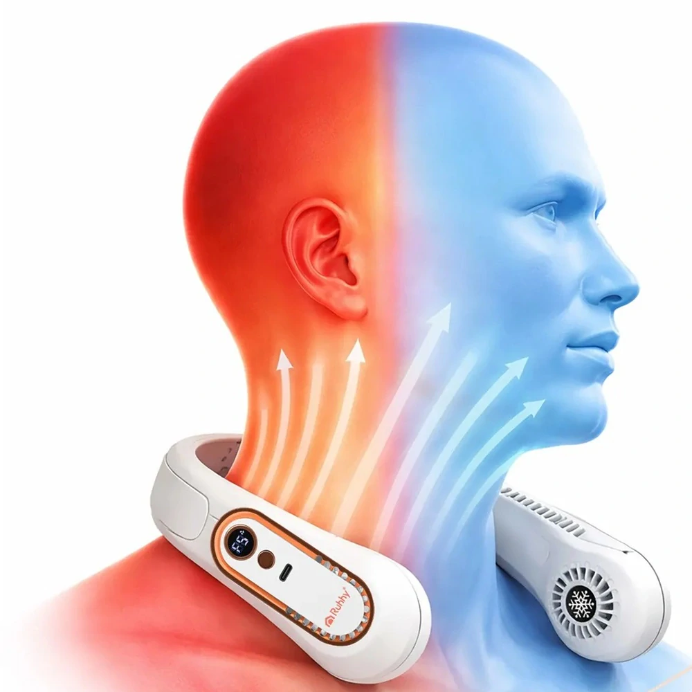 Bezlopatkový ventilátor na krk Ruhhy s USB-C nabíjením a 5 rychlostmi – přenosné ochlazení s volnýma rukama