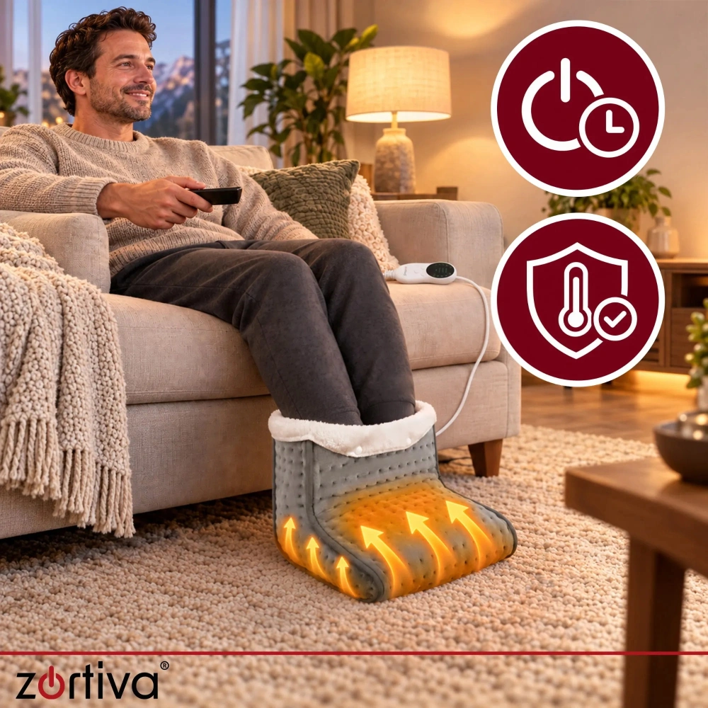 Elektrický ohřívač na obě nohy Zortiva 30 × 30 cm – časovač a 10 stupňů