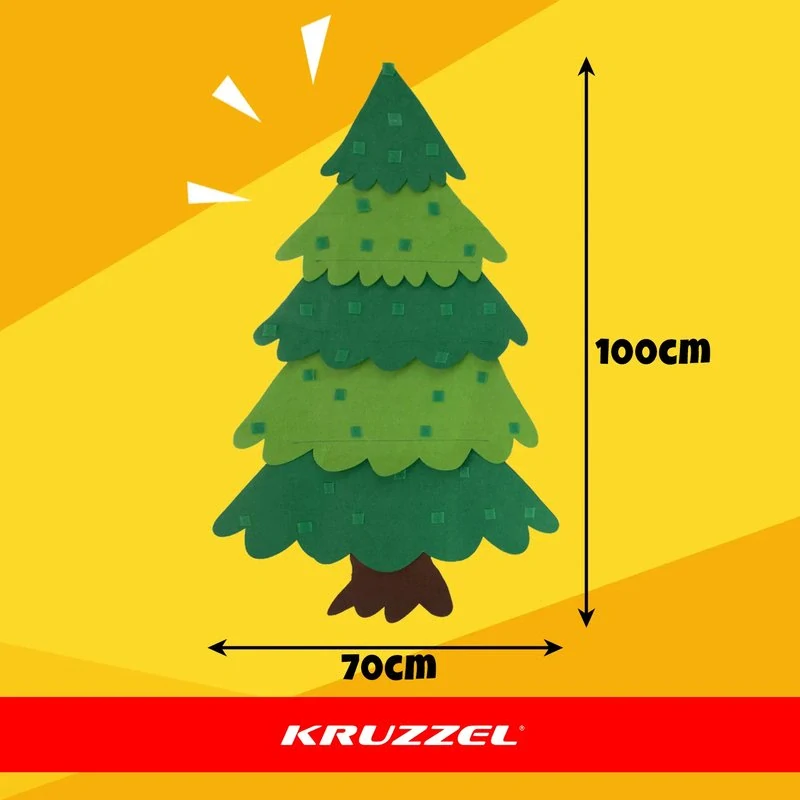 Plstěný vánoční stromeček Kruzzel s LED a 26 ozdobami na suchý zip