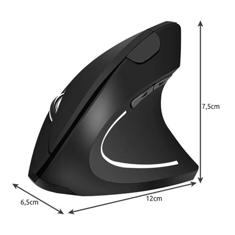 Ergonomická vertikální bezdrátová 2,4 GHz myš – černá