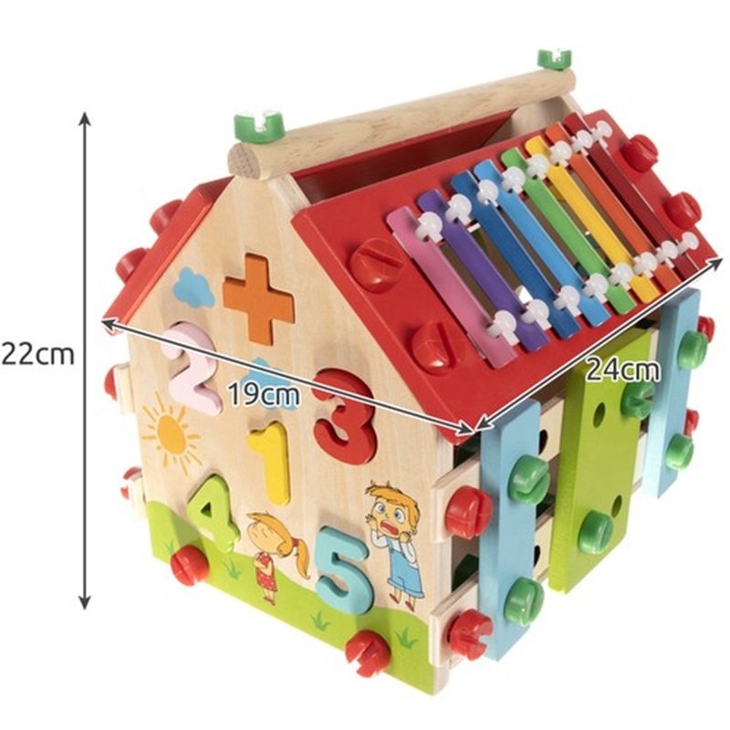 Dřevěný vzdělávací polyfunkční domek pro děti - 22564