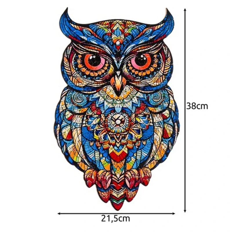 Dřevěné puzzle 177 dílků 38x21,5cm – Pestrobarevná sova