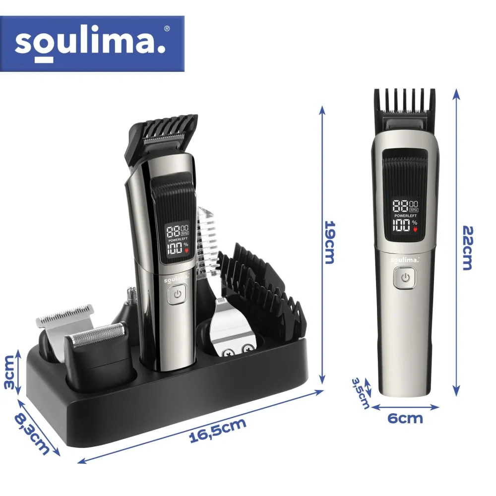 Zastřihovač vlasů a vousů Soulima 8v1 27313 – bezdrátový, USB-C, IPX6