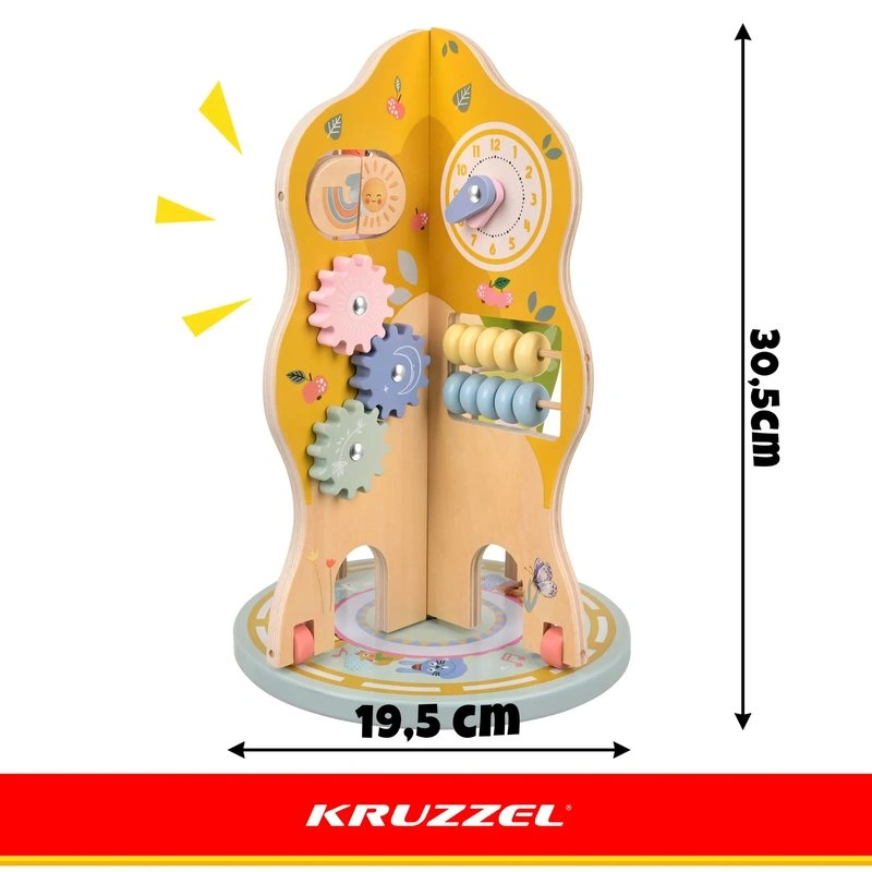 Dřevěný vzdělávací stromek Kruzzel – motorická hračka od 12 měsíců