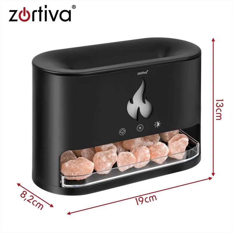 Aroma difuzér a zvlhčovač Zortiva s plamenem a podsvícenými kameny 250 ml