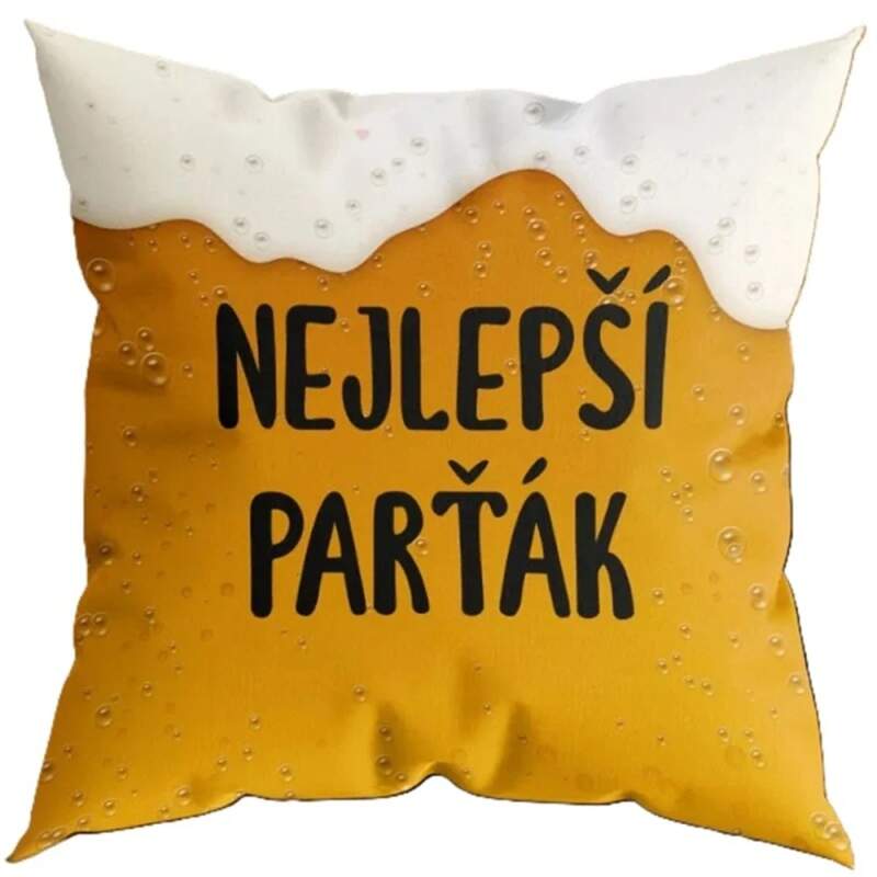 Polštářek Nejlepší parťák – vtipný dárek pro milovníka piva