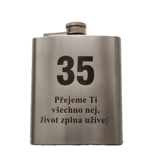 Kovová placatka - butylka jubileum výročí 35 let (CZ)