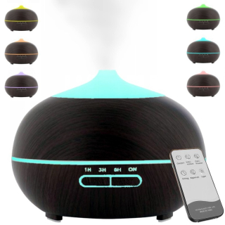 Zvlhčovač vzduchu 400ml s ionizací a LED podsvícením - tmavé dřevo