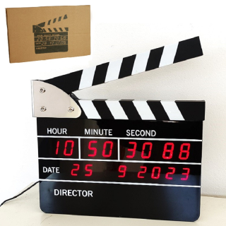 Digitální stolní hodiny – Filmová klapka