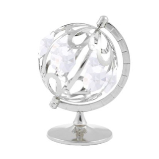 Otočný GLOBUS Crystocraft - stříbrný