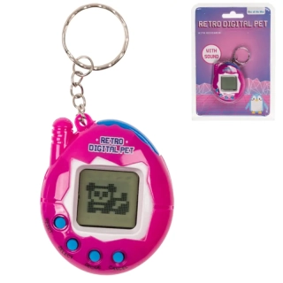 Přívěšek na klíče - Mini retro hra zvířátko Tamagotchi růžová