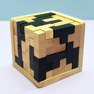 Dřevěný hlavolam 7x7x7cm – Kostka DELUXE