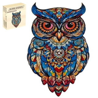 Dřevěné puzzle 177 dílků 38x21,5cm – Pestrobarevná sova