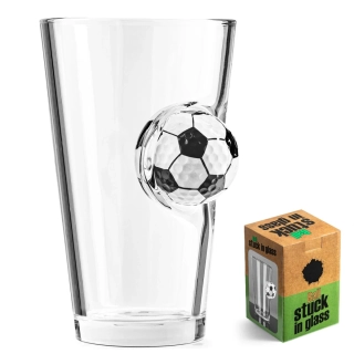 Sklenice pro fotbalistu 450ml - Fotbalový míč vsazený ve skle