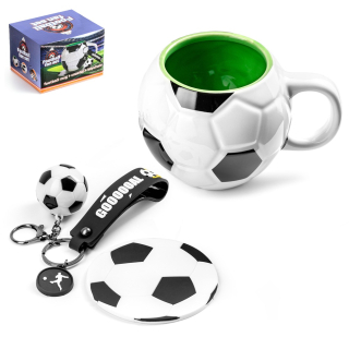 Originální dárková sada pro fotbalistu – hrnek, podtácek a klíčenka