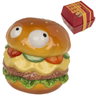 Pokladnička s očima - Hamburger kasička ve fastfood krabičce