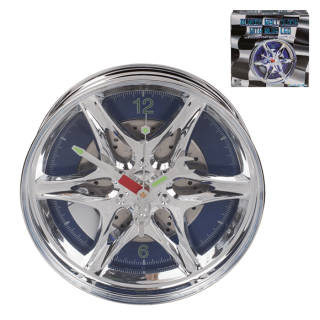 Nástěnné hodiny tvar aludisku 27 cm - modré LED podsvícení