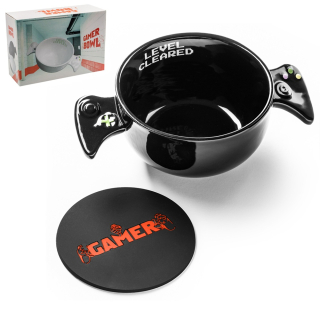 Miska pro hráče 700 ml s podtáckem – Gamer Level Cleared