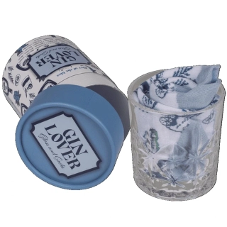 Dárková sada pro milovníka ginu – sklenička a ponožky v kulatém boxu