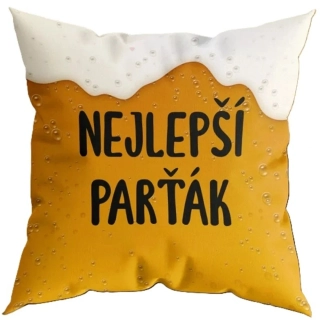 Polštářek Nejlepší parťák – vtipný dárek pro milovníka piva